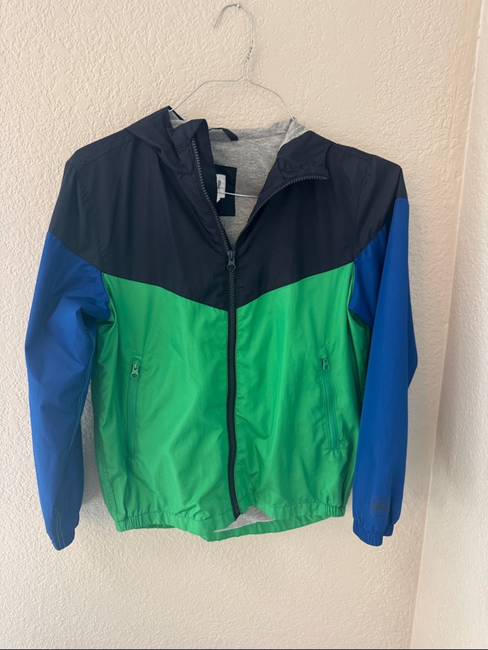 Kids Colorblock Windbreaker Jacket - Green/Blue/Black